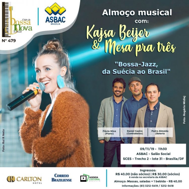 Bossa – Jazz, da Suécia ao Brasil – Kajsa Beijer e o trio Mesa pra Três – Clube da Bossa na Asbac – 09/11/19