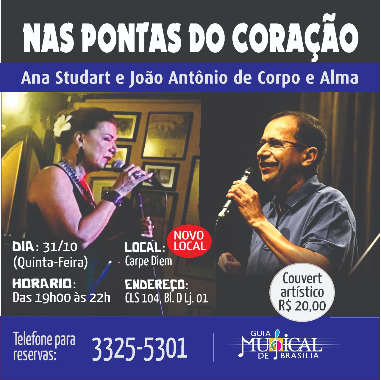 Show – Nas pontas do coração – Ana Studart e João Antônio de Corpo e Alma – 31/10/19