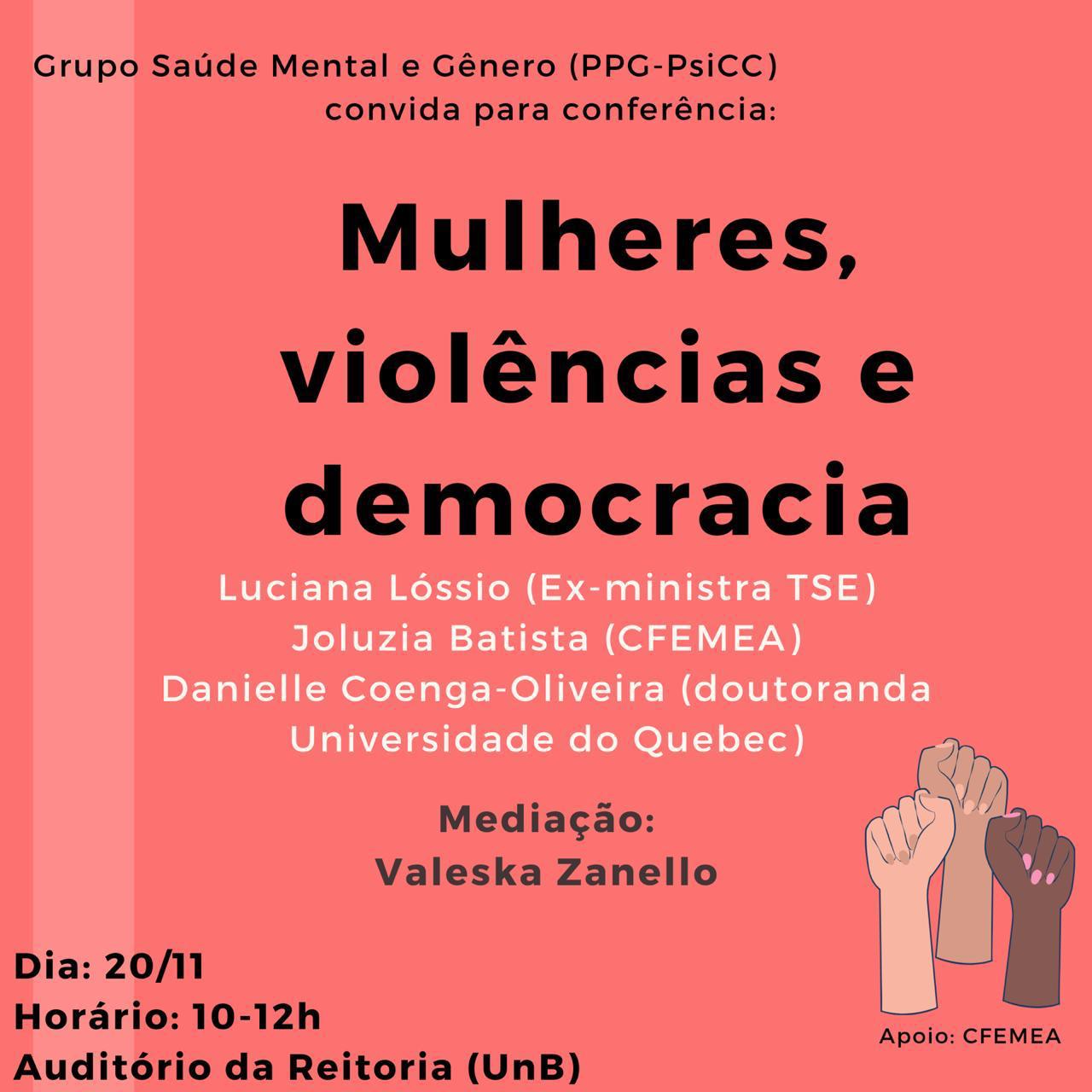 Mulheres, Violências e Democracia – em debate no Auditório da Reitoria da UnB