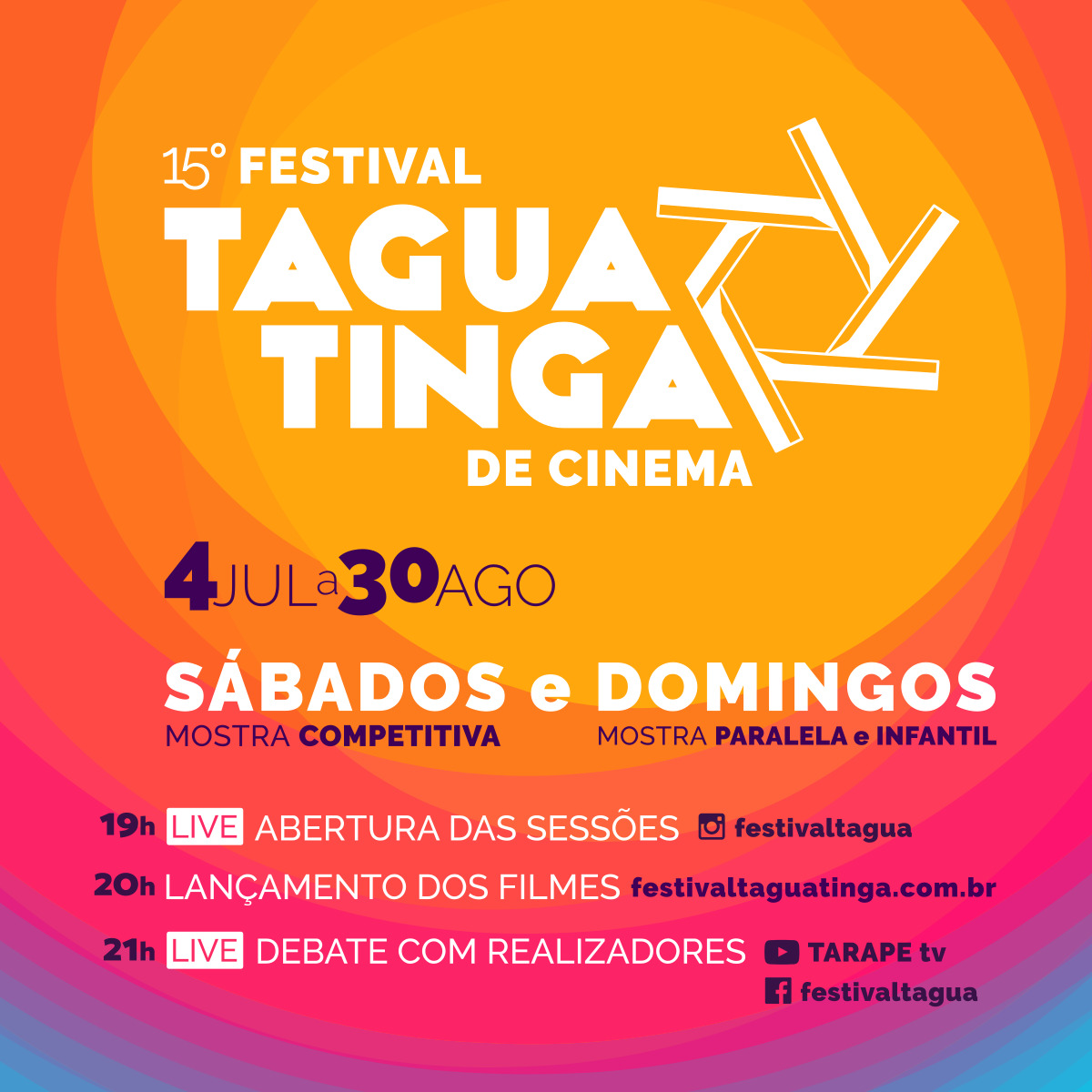 15º Festival Taguatinga de Cinema – 04/07 a 30/08/2020