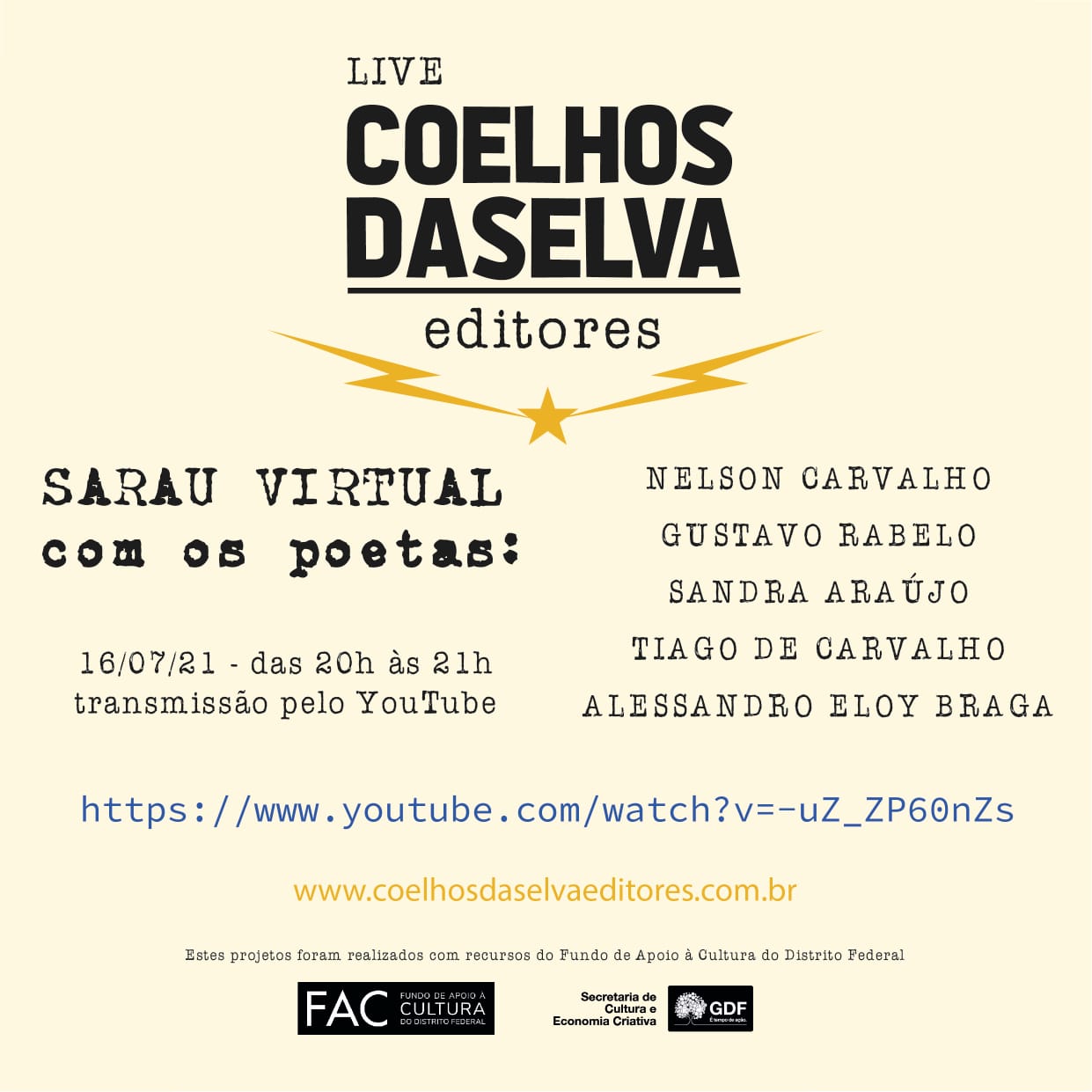 Sarau virtual reúne poetas de Brasília