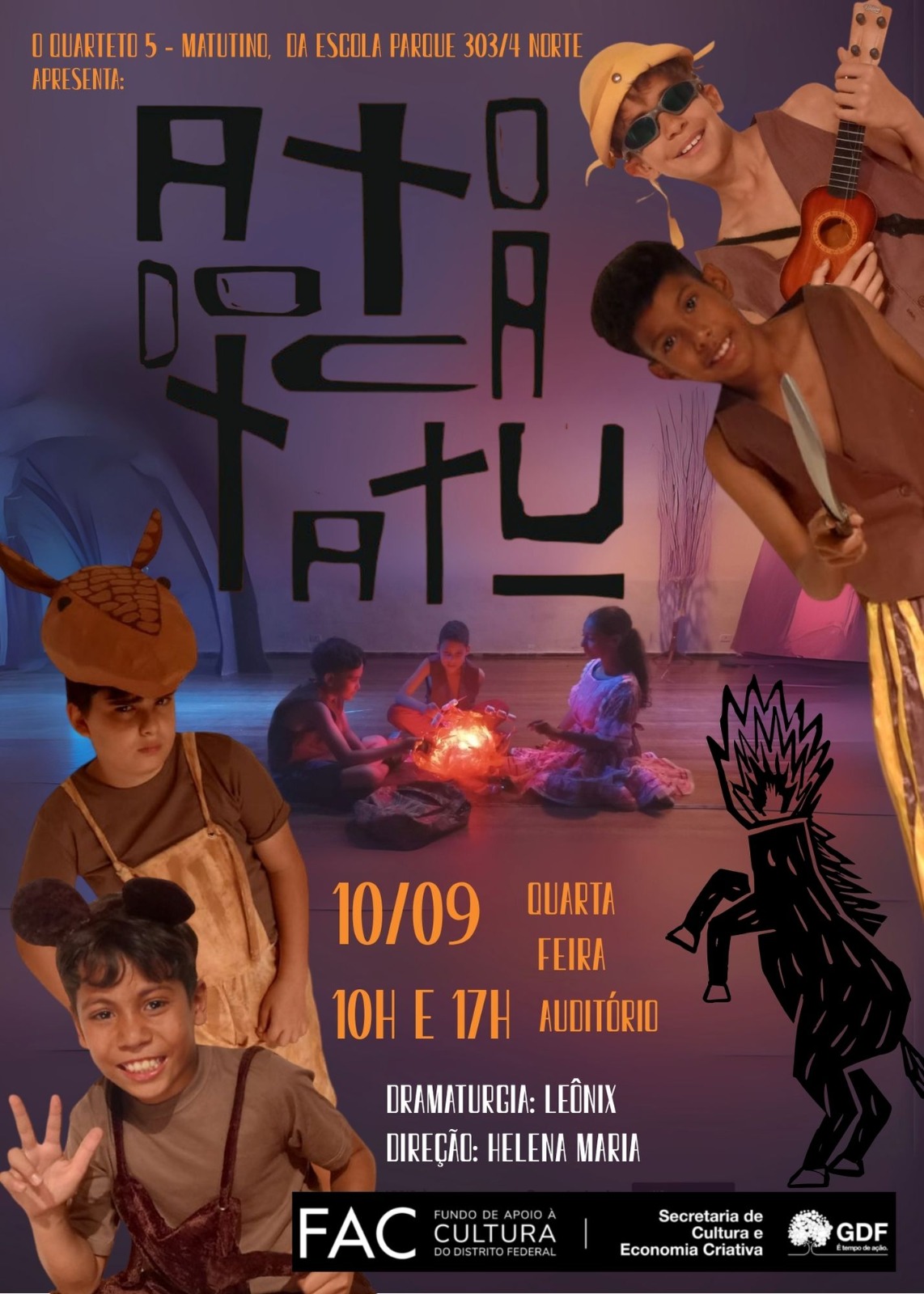 “A Toca do Tatu”: fábula musical do Cerrado leva arte da literatura dramática às escolas públicas do DF