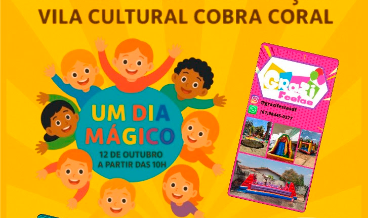 Vila Cultural Cobra Coral celebra o 1º Dia das Crianças com festa gratuita para a garotada
